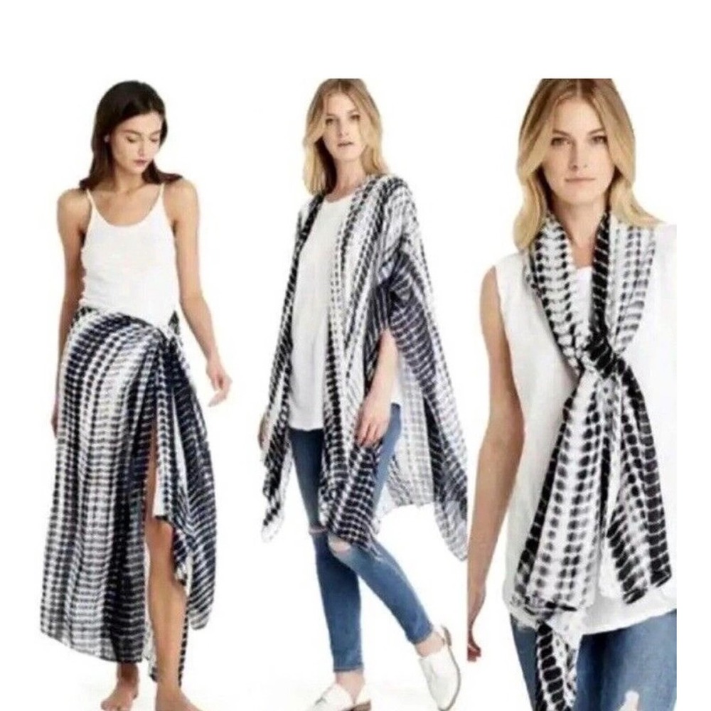 Michael Stars Ruana Kimono Wrap Women OS Gauzy Tie Dye Viscose Sheer Lightweight